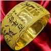 Image 1 : 24 KT Gold Dragon & Phoenix Wedding Bangle by Chow Tai Fook Jewelry - 28mm wide with  22KT Hinge