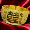 Image 2 : 24 KT Gold Dragon & Phoenix Wedding Bangle by Chow Tai Fook Jewelry - 28mm wide with  22KT Hinge