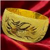 Image 3 : 24 KT Gold Dragon & Phoenix Wedding Bangle by Chow Tai Fook Jewelry - 28mm wide with  22KT Hinge