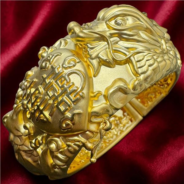 22KT Gold Embossed High Relief Chinese Wedding Bangle by Chow Tai Fook Jewelry