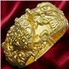 Image 1 : 22KT Gold Embossed High Relief Chinese Wedding Bangle by Chow Tai Fook Jewelry