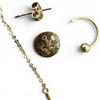 Image 2 : Pair of 18 KT Rose Earrings by Chow Tai Fook Jewelry - "Only Love" Disc with 2.5" dangle chain