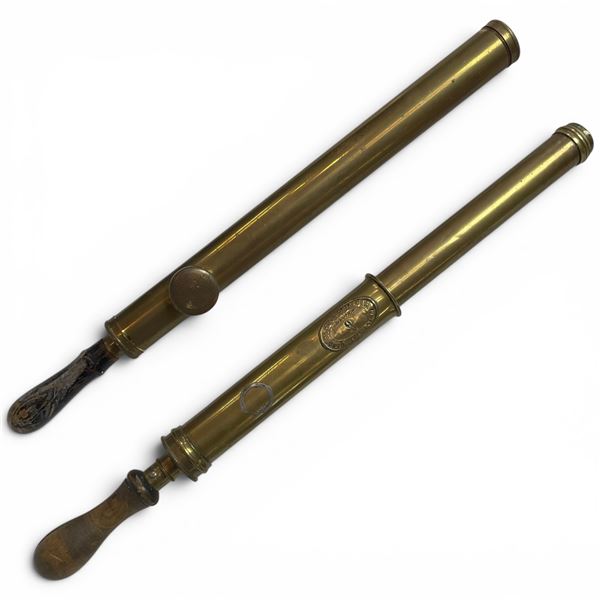 2 Vintage Brass Syringe Style Garden Sprayers - One is clearly stamped "Florist's Friend #6"