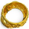 Image 3 : 22KT Gold Embossed High Relief Chinese Wedding Bangle - 32mm wide - Hinge has 2 safety catches