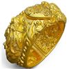 Image 4 : 22KT Gold Embossed High Relief Chinese Wedding Bangle - 32mm wide - Hinge has 2 safety catches