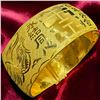 Image 1 : 24 KT Gold Dragon & Phoenix Chinese Wedding Bangle by Chow Tai Fook - 28mm wide with 22KT hinge- Dou