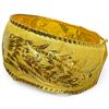 Image 2 : 24 KT Gold Chinese Double Happiness Wedding Bangle Cuff Bracelet by Chow Tai Fook - 28mm wide with 2