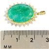 Image 2 : New 11.90 CT Emerald & Cubic Zirconia Pendant in Gold Plated Sterling Silver Setting (Oval Cut / Cla