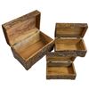 Image 2 : Set of 3 Vintage Carved Chinese Camphor Wood Chests - Largest is 7" x 11" x 7" tall -They nest insid