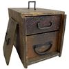 Image 2 : Antique Japanese 2 Drawer Document Box with Slide Front Lid - 7" x 11" x 8" tall