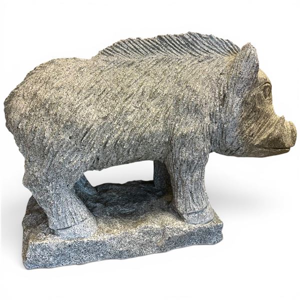 Stone Composite Wild Boar Garden Sculpture - 10" x 25" x 19" tall - Very heavy to ship