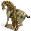 Image 1 : Chinese Tang Dynasty Style Sancai Glazed Ceramic Horse Sculpture - 9" x 18" x 18" tall (small chip o