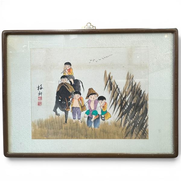 Framed Print Featuring Ox With Farmers Stamped On Left - 2' x 18"