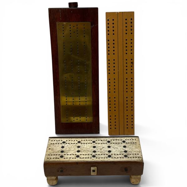 1 Victorian & 2 Vintage Cribbage Boards