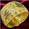 Image 1 : 24 KT Gold Double Happiness Chinese Wedding Bangle by Chow Tai Fook Jewelry- 40mm wide
