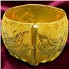 Image 3 : 24 KT Gold Double Happiness Chinese Wedding Bangle by Chow Tai Fook Jewelry- 40mm wide