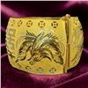 Image 5 : 24 KT Gold Double Happiness Chinese Wedding Bangle by Chow Tai Fook Jewelry- 40mm wide