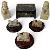 Image 1 : Vintage Japanese Musical Jewelry Box with Keys & 5 Carved Foo Dragon Figures (Music box is 5" x 7" x