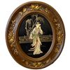 Image 3 : Japanese Oval Black Lacquer 3D Geisha Picture and an Assortment of World Stamps (Framed picture is 1