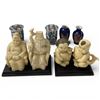 Image 1 : Group of Asian Gods, Children and Mini Vases - Largest figure is 3" x 3" x 6" tall