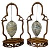Image 4 : Terracotta Guanyin Bust, Faux Plant, & 2 Vintage Chinese Reverse-Painted Glass Eggs on Stands - Bust
