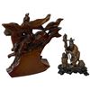 Image 2 : 5 Pcs. Group of Asian Items - Iron Tea Pot, Mini Folding Screen, & 3 Carvings (Mini screen is 8" tal
