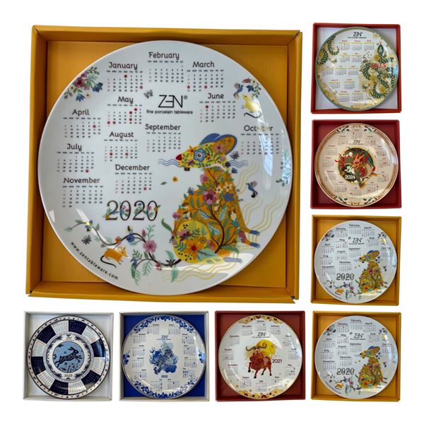 7 New in Box Zen Porcelain Chinese Zodiac Calendar Plates - 2020-2025 - There are two 2020