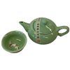 Image 2 : New Chinese Ceramic Celadon Koi Fish Tea Set in Presentation Box - Raised Gold Fish Relief in Bottom