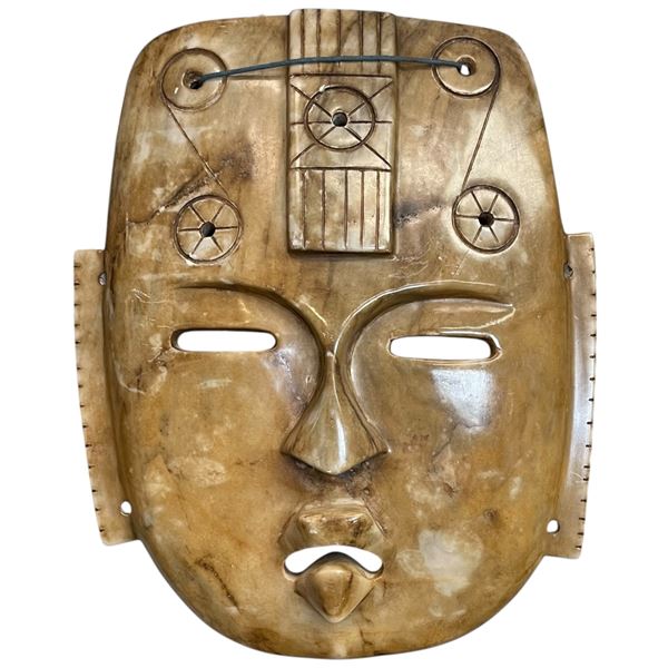 Hand Carved Mayan/Aztec Style Stone Mask - 9.5" x 12"