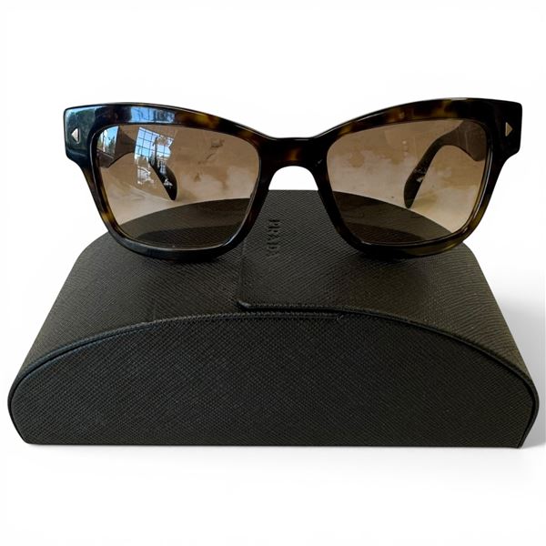 Ladies Faux Tortoiseshell Sunglasses with Prad Logo & Case - Preowned