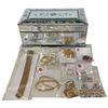 Image 2 : Mirrored Jewelry Box with Assorted Clean Jewelry - Box measures 5.5" x 10" x 4" deep
