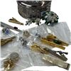Image 2 : Round Box of Assorted Jewelry and Watch - Includes Silver Plated Trinket Box with Rhinestone Brooch