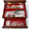 Image 1 : Wood Cutlery Box with a Selection of Costume & Fashion Jewelry