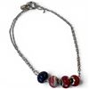 Image 1 : Italian Amore & Bac Sterling & Murano Glass Beads on 17" Chain