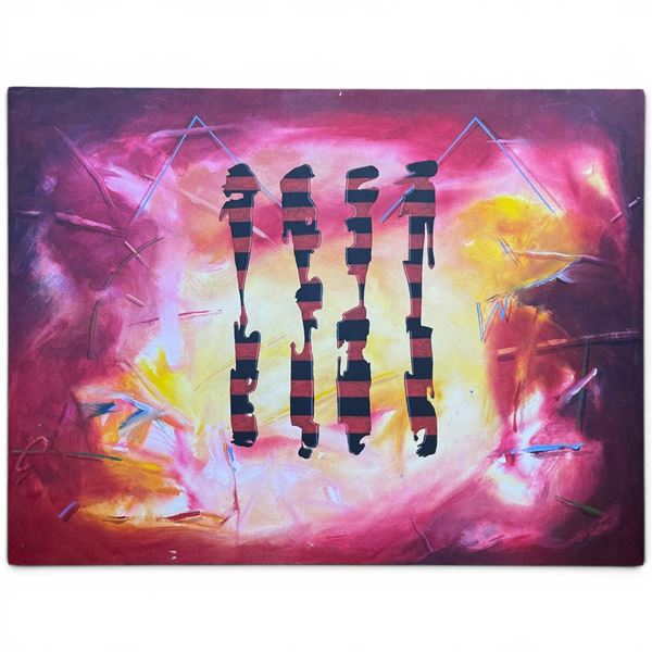Red Cluster" (1992) by Harry A. Stanbridge, Large Magic Sticks Abstract, 36x48, Ex-Bau-Xi Gallery