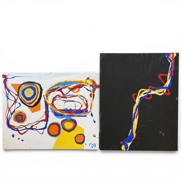Pair of Acrylic on Canvas Unsigned Original Works 20x16"