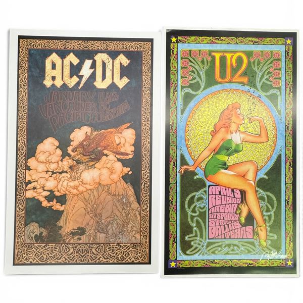 Signed Bob Masse Rock Posters - AC/DC & U2,Reproduction Art Prints