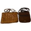 Image 1 : Costanza Rota Woven Leather Crossbody Bag & Fossil Brown Leather Purse - Preowned - Woven bag is 3"