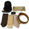 Image 1 : Group of Belts, Ties, Belt Buckle and Purse - Glittering evening purse, belts with XL & Ferragamo bu