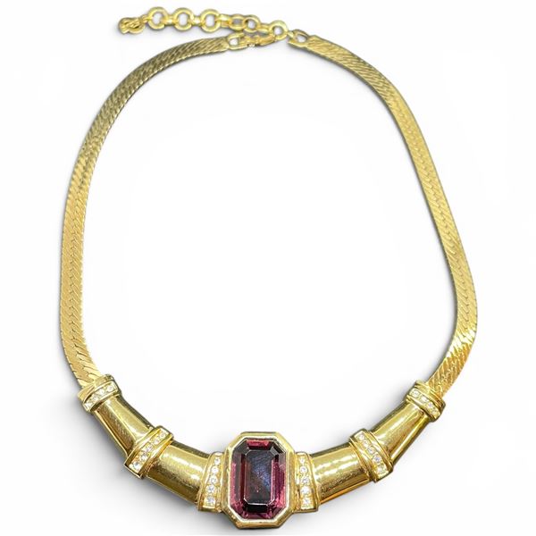 1980 Christian Dior Amethyst Crystal 16" Necklace - Stamped Chr. Dior on the Clasp, Body and Metal T