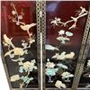 Image 2 : 5 Black Lacquered Wood Wall Panels Inlaid with Delicate Mother of Pearl, A Set of 4 Tall Vertical Pa
