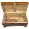 Image 3 : Carved Vintage Chinese Camphor Wood Blanket Chest with Brass Lock - 25" x 14" x 16" tall