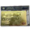 Image 1 : 24KT Gold Plated 100 Euro Novelty Bank Note in Protective Certificate Pouch