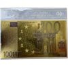 Image 2 : 24KT Gold Plated 100 Euro Novelty Bank Note in Protective Certificate Pouch