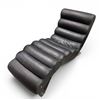 Image 1 : Channeled Leather Chaise Lounge, Black - 6' long