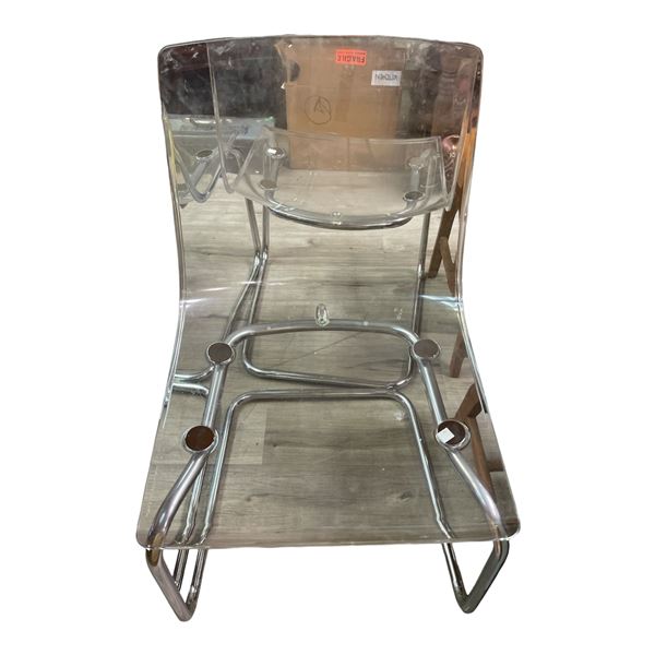 2 Clear Acrylic IKEA Tobias Modern Style Chair w/ Chrome Legs