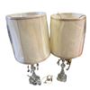 Image 1 : Pair of Vintage Lamps with Glass Bases & Plastic Wrapped Shades