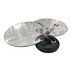 Image 1 : Magnussen Modesto-Style Swivel Cocktail Table with 2 Rotating Glass Tops and a Black Base - 17" tall
