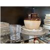 Image 2 : Shelf - Vintage Glass Vases & Serving Dish w/ Ceramic Pot