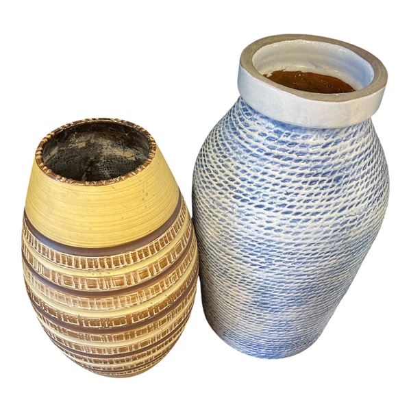 2 Vintage Large Ceramic Hand Spun Vases